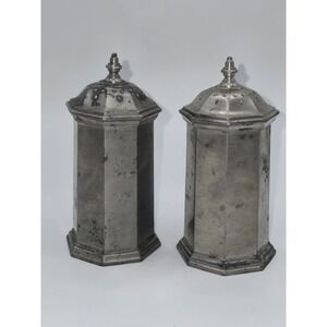 Vintage Gorham Pewter Salt & Pepper Shakers Octagonal Mid Century Modern PH57
